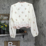 Aqua x Agua Bendita Button Front Floral Embroidered Top IBA29167 Ivory Multi L