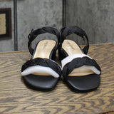 Easy Street Women's Charee Block Heel Sandal Heeled CHARE Black Woven 8.5M