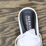 Alfani Womens Colyerrl Leather Block Heel Slide Sandals White Leather 6M