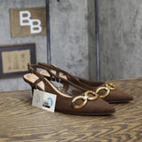 A New Day Tabitha Oversized Chain Slingback Kitten Heels 94305246 Brown 7.5M