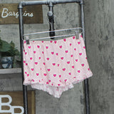 Stripe And Stare and Stare Diamond Heart Frill 2-Piece Pajama Set Pink Red S