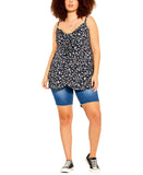 CCX Womens Trendy Plus Size Summer Daisy Camisole Top Summer Daisy Black 18W