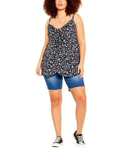 CCX Womens Trendy Plus Size Summer Daisy Camisole Top Summer Daisy Black 18W
