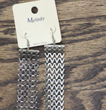 Melody Dangly Chevron Link Chain Earrings Silver Gray 5"
