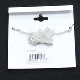 Rhinestone Paw Print Pendant Necklace Silver Gray / Clear 16" + 2"