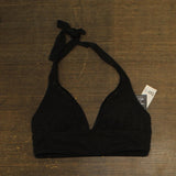 Bar III Womens Crochet Longline Halter Bikini Top Black L