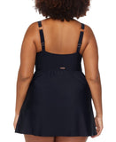 Raisins Calabria Side-Tie Swimdress One Piece Swimsuit N840087 Black 16W