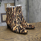 A New Day Block Heel Ankle Boots with Memory Foam Tiger Print Brown Multi 7M
