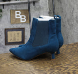 Journee Collection Womens Kitten Heeks Tenlee Chelsea Booties TENLEE Blue 9.5M