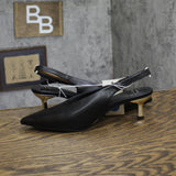 A New Day Samantha Slingback Heels Faux Leather with Memory Foam Black / Gold 7M