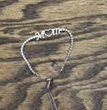 Adjustable Slider Bracelet with Crystals Silver Gray / Clear