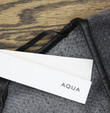 Aqua Woven Reversible Ruana Toggle Faux Leather Trim Charcoal Gray / Black