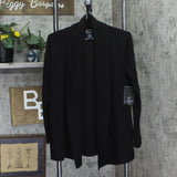 C By Private Label 2-Ply Open Front Shawl-Collar Cashmere Cardigan Black XS