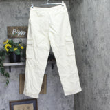 Woolrich X TGT Mid-Rise Straight-Leg Slouchy Cargo Twill Pants Cream Off White S