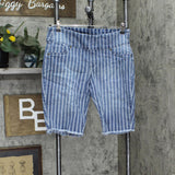 DG2 Womens Classic Stretch Pull-On Bermuda Short Midtone Stripe Blue PL