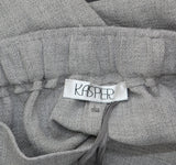 Kasper Straight Leg Pocketed Pull On Elastic Back Trouser Pants Pebble Gray L