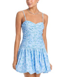 Aqua Womens Rose Bud Gathered Mini Babydoll Dress IDO14115 Blue Multi S