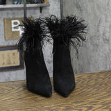 Michael Michael Kors Womens Whitby Feather Trim Pointed Toe Booties Black 5.5M