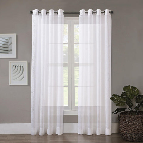 Regal Home Crushed Voile Sheer Grommet Top Single Curtain Panel White 50x63