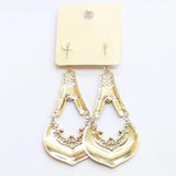 Melody Womens Fashion Enamel Filigree Teardrop Dangly Earrings Gold / Pink 3.5"