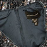 Donna Morgan Holiday Sequin Dress Event Occasion Cocktail Dark Blue Gray 16