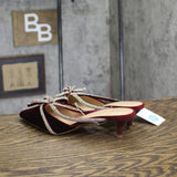 A New Day Crushed Velvet Gwen Rhinestone Bow Kitten Heels Burgundy Red 7.5M