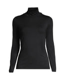 Lands' End Womens Lightweight Fitted Long Sleeve Turtleneck Tee 475624 Black S