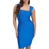 Siena Womens Square-Neck Sleeveless Dress SASR1056 Sapphire Blue 8