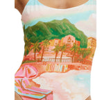 Cotton On Low-Scoop One Piece Cheeky Swimsuit Sunset Resort Multi Red L