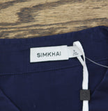 Simkhai Mens Niall Relaxed Button-Front Shirt Long Sleeve Midnight Blue M
