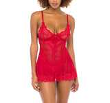 Oh La La Cheri 2139 Valentine Lace Babydoll Nightgown And G-String Set Red M