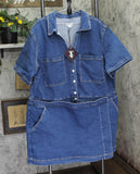 Ava & Viv Wrap-Front Skortalls Romper with Pockets 93956174 Denim Blue 3X