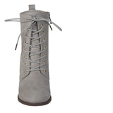Journee Collection Lace Up Block Heel Faux Suede Combat Boots BAYLOR Gray 9M
