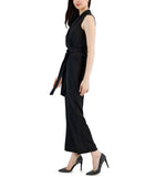 Taylor Women's V-Neck Tie-Waist Scuba Crepe Jumpsuit 3082M Black 12