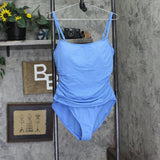La Blanca Womens Padded Ruched Side One Piece Swimsuit Light Blue 16