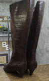 INC International Concepts Sameya Mid-Heel Knee High Boots Brown Croc 10.5M