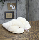 Auden Womens Paris Crossband Slide Slippers 91309154 Cream Off White M (7/8)