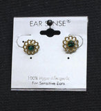 Ear Sense Flower Emerald Stone Stud Earrings Gold / Green