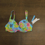 Bleu Rod Beattie Cross Back Bikini Swim Top Lets Get Away Print Blue Multi 38D