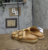 Universal Thread Womens Collin Double Buckle Footbed Sandals Tan Brown 6.5M