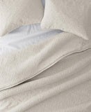 Noble Linens Home 3 Piece Floral Stitch Quilt Set Natural Off White Full / Queen