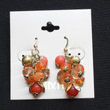 Mixit Fashion Bead Cluster Dangly Hypoallergenic Earrings Gold / Red Multi 2"