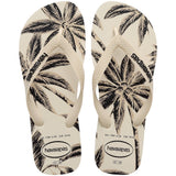 Havaianas Tropical Palm Tree Thong Flip Flop Sandals Off White / Black 9M / 10M