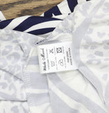 White Mark Zebra Leopard Print Cold Shoulder Tunic Top Navy Blue / White S