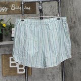 State Of Day Womens Striped Poplin Boxer Shorts Thin Vertical Stripe Blue 2X