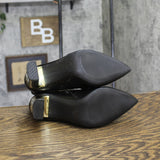 A New Day Womens Sienna Low Shaft Heeled Boots 94637416 Black / Gold 8M