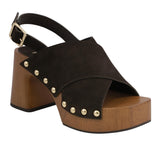 Mia Womens Eudora Platform Heels Studded GS1754706 Chocolate Brown 8M