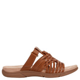 Easy Spirit Womens Strappy Mindi Flat Sandal SEMINDI Cognac Leather Brown 7.5M