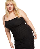 B Darlin Trendy Plus Bungee-Strap Sparkle Square-Neck Bodycon Dress Black 16W