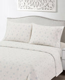 Elmwood Home Callie Floral 200-Thread Count Cotton 4-Piece Sheet Set Blue Queen